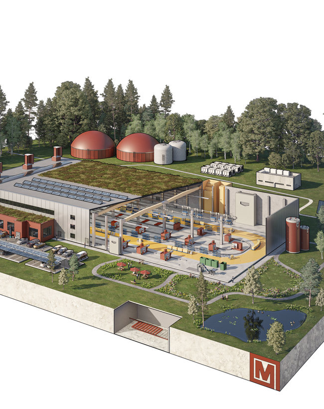 Anschauliches Modell vom Green Building mit Solaranlage, nachhaltigem Innenleben und weiteren ressourcenschonenden Elementen