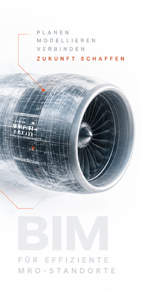 Technische BIM-Darstellung eines Flugtriebwerks